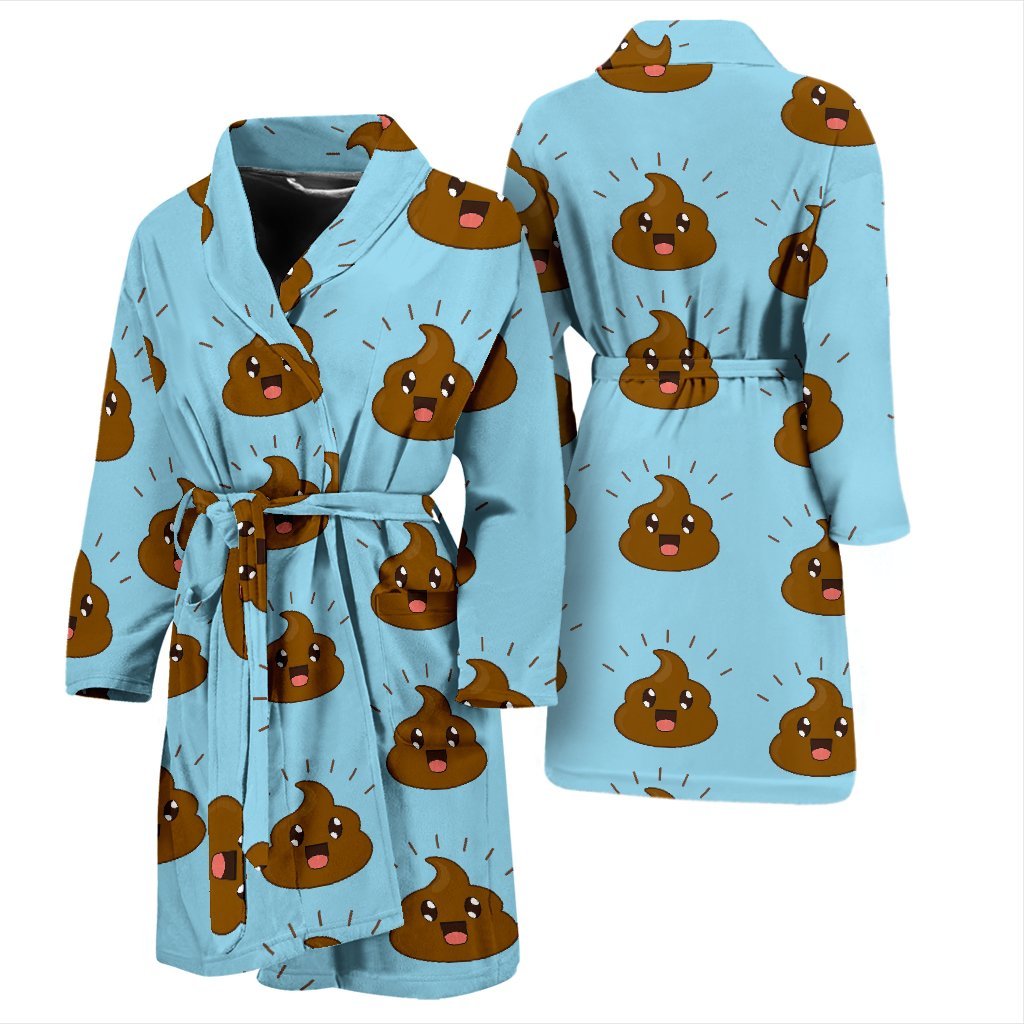 Poop Emoji Print Pattern Men Long Robe-grizzshop