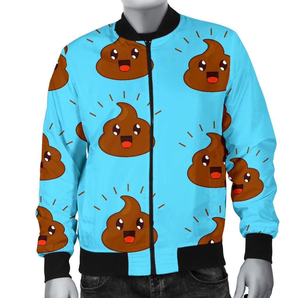 Poop Emoji Print Pattern Men's Bomber Jacket-grizzshop