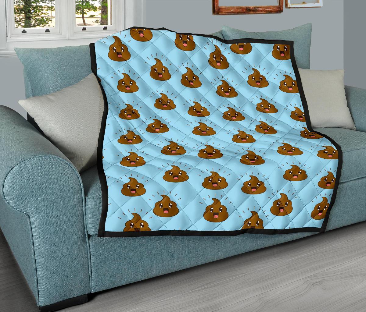 Poop Emoji Print Pattern Quilt-grizzshop