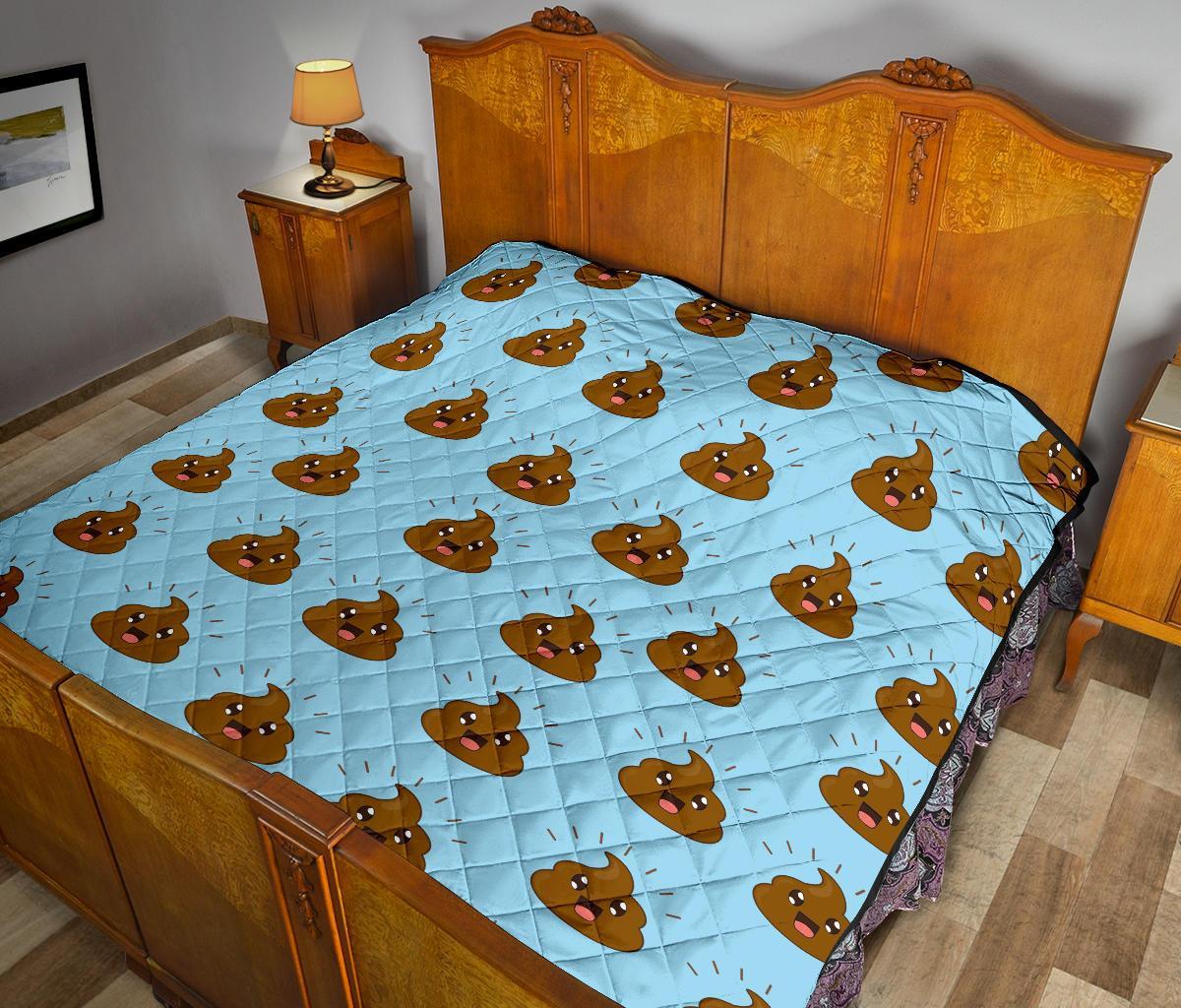 Poop Emoji Print Pattern Quilt-grizzshop