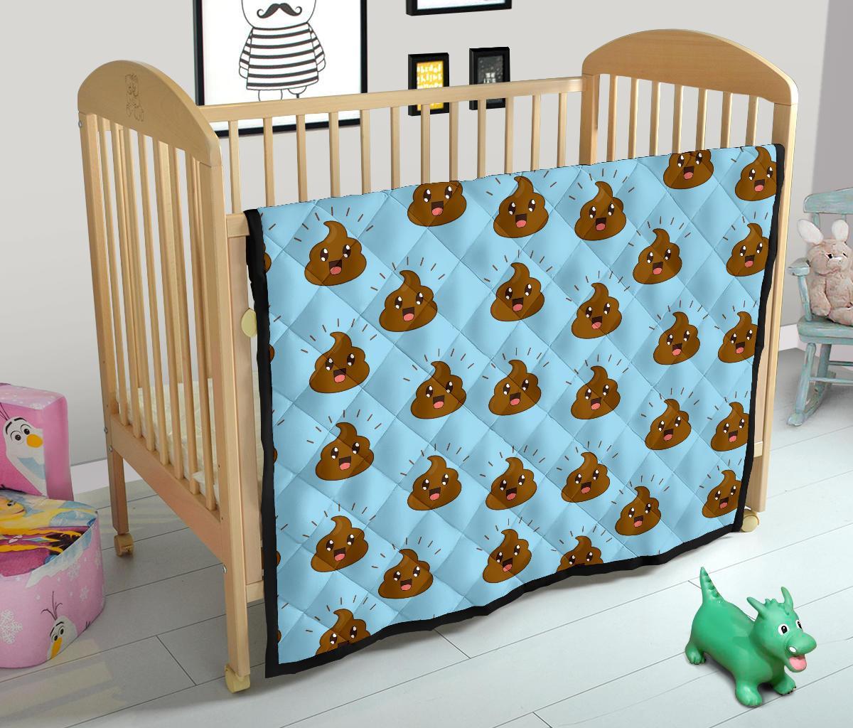 Poop Emoji Print Pattern Quilt-grizzshop