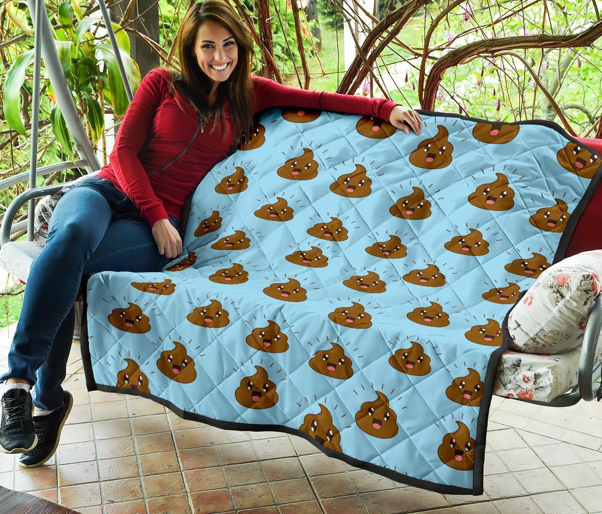 Poop Emoji Print Pattern Quilt-grizzshop