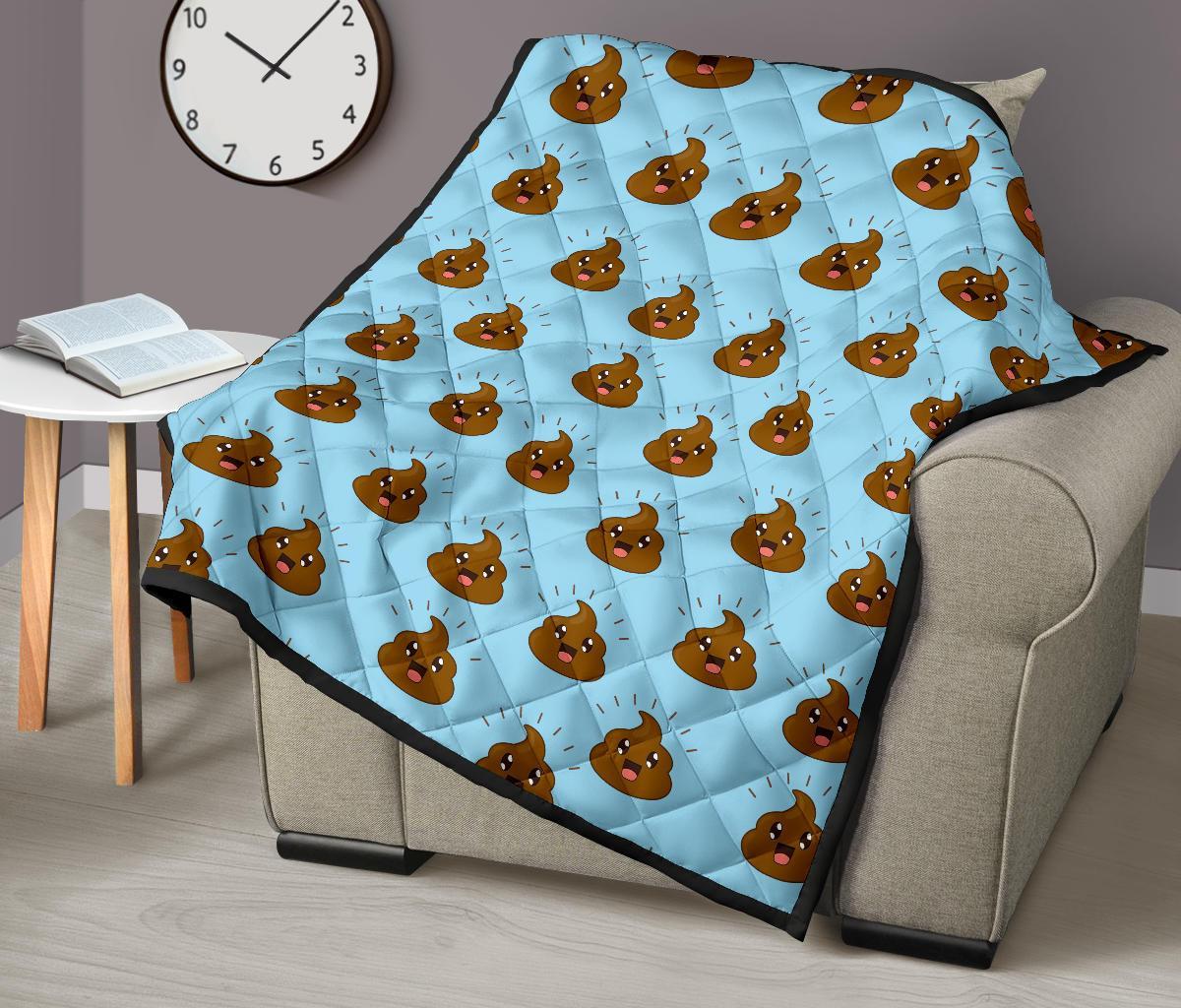 Poop Emoji Print Pattern Quilt-grizzshop