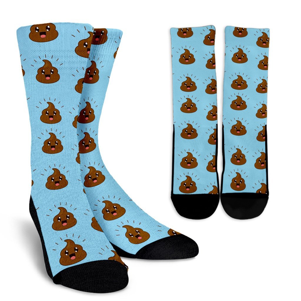 Poop Emoji Print Pattern Unisex Crew Socks-grizzshop