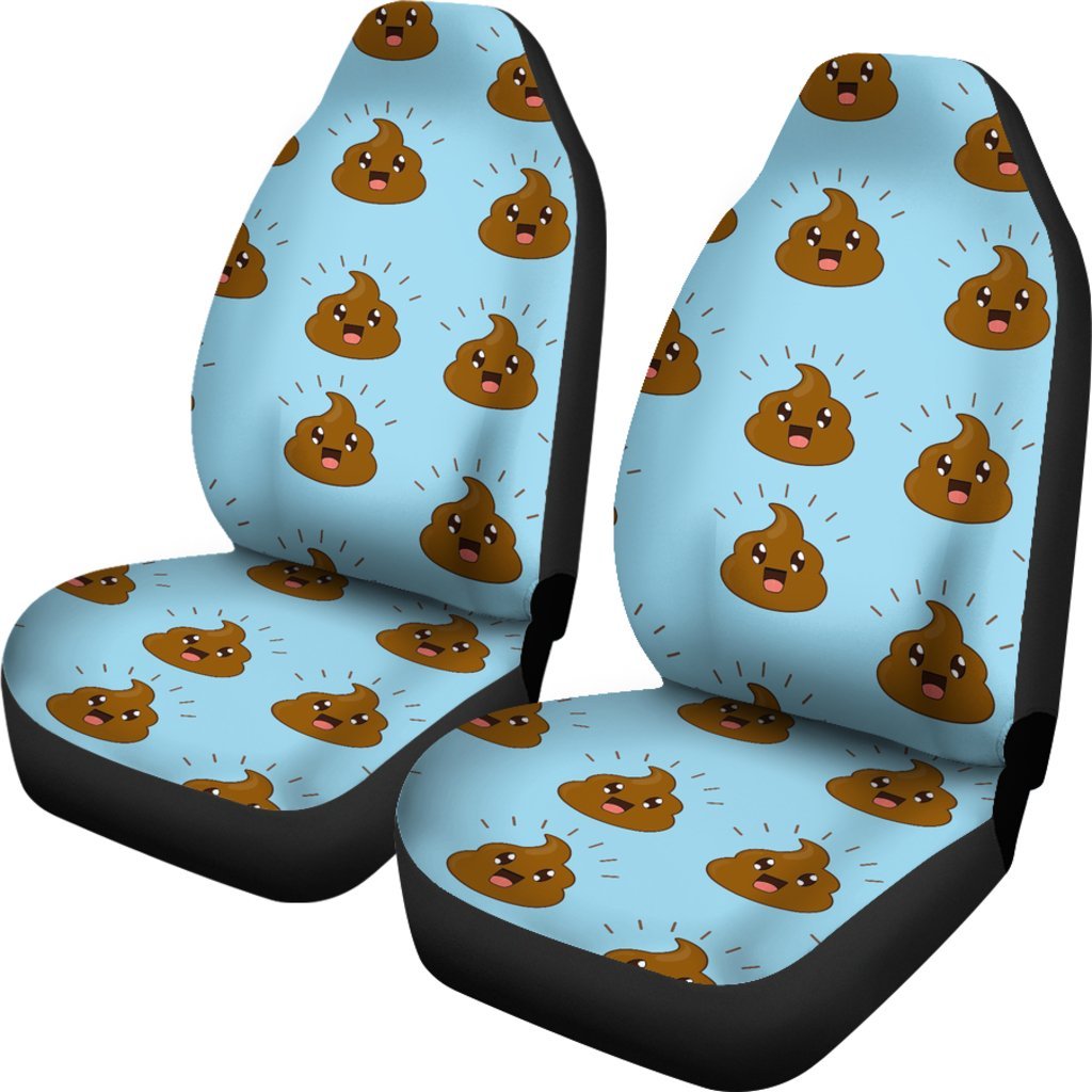 Poop Emoji Print Pattern Universal Fit Car Seat Covers-grizzshop