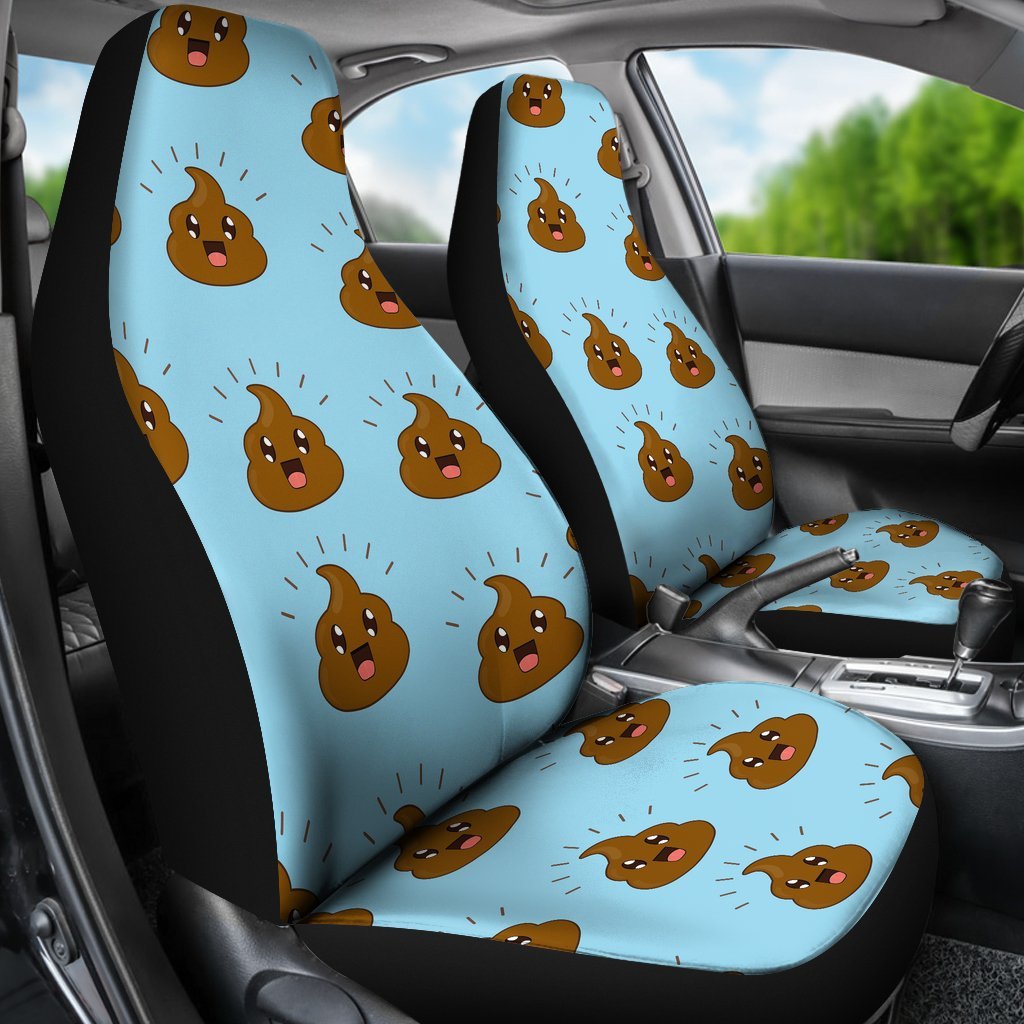 Poop Emoji Print Pattern Universal Fit Car Seat Covers-grizzshop