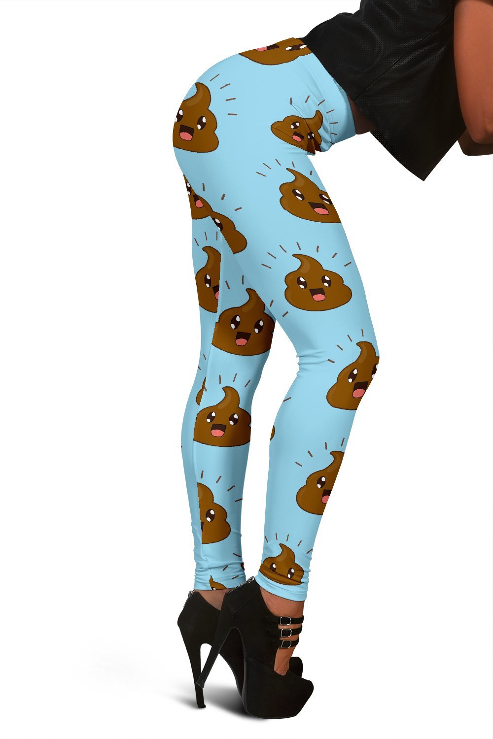 Poop Emoji Print Pattern Women Leggings-grizzshop