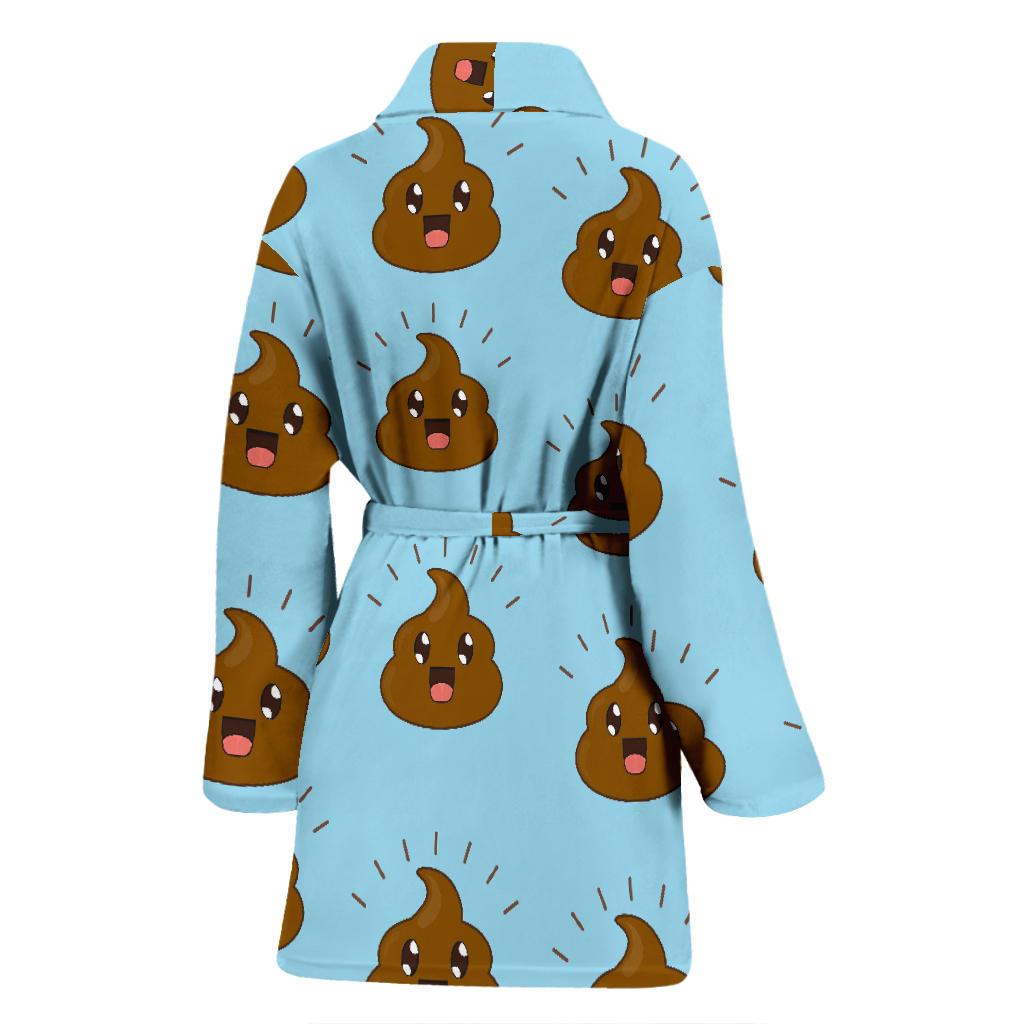 Poop Emoji Print Pattern Women Long Robe-grizzshop