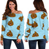 Load image into Gallery viewer, Poop Emoji Print Pattern Women Off Shoulder Sweatshirt-grizzshop
