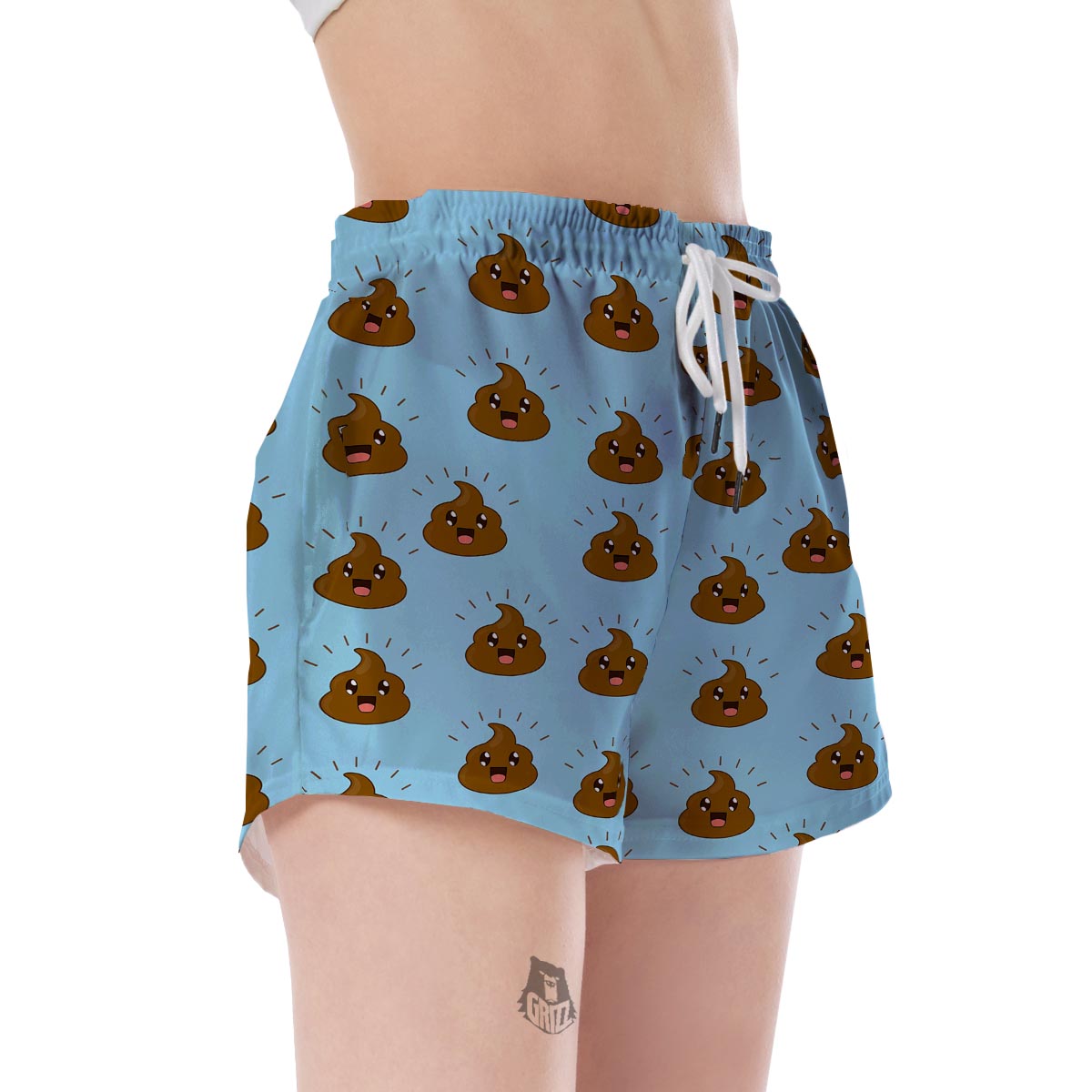 Poop Emoji Print Pattern Women's Shorts-grizzshop
