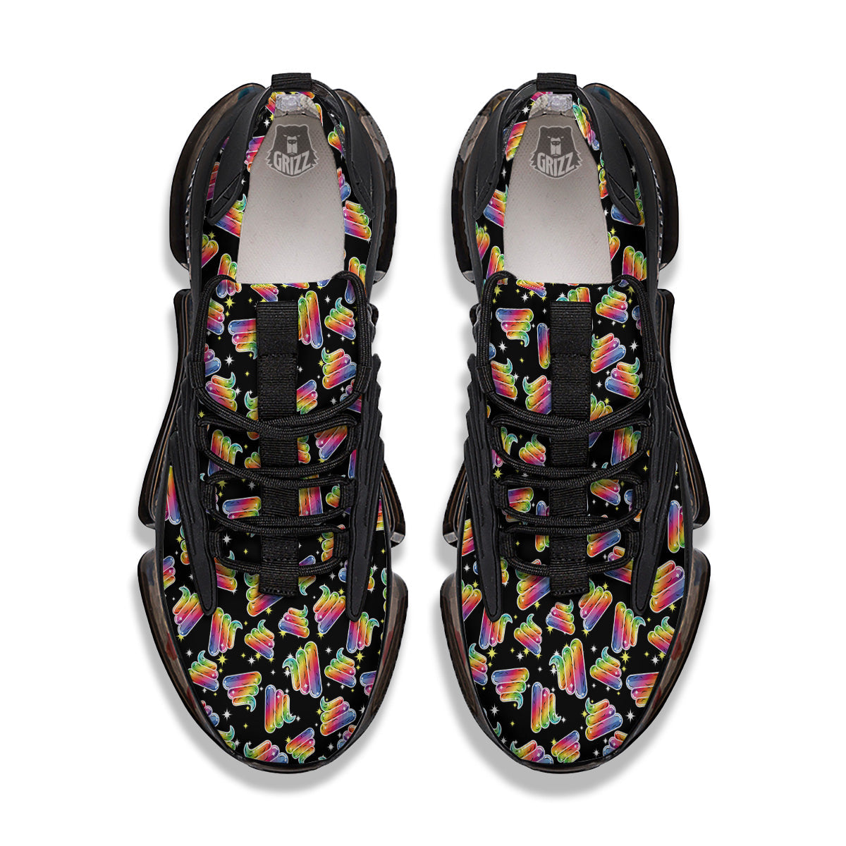 Poop Rainbow Cute Print Pattern Black Gym Shoes-grizzshop