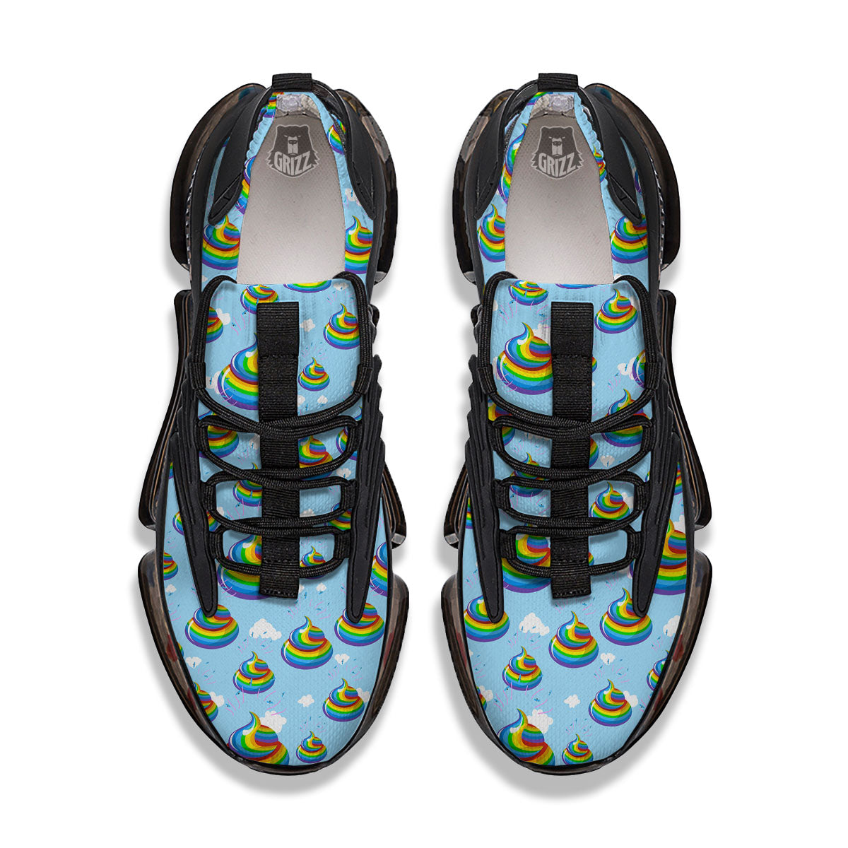 Poop Rainbow Print Pattern Black Gym Shoes-grizzshop