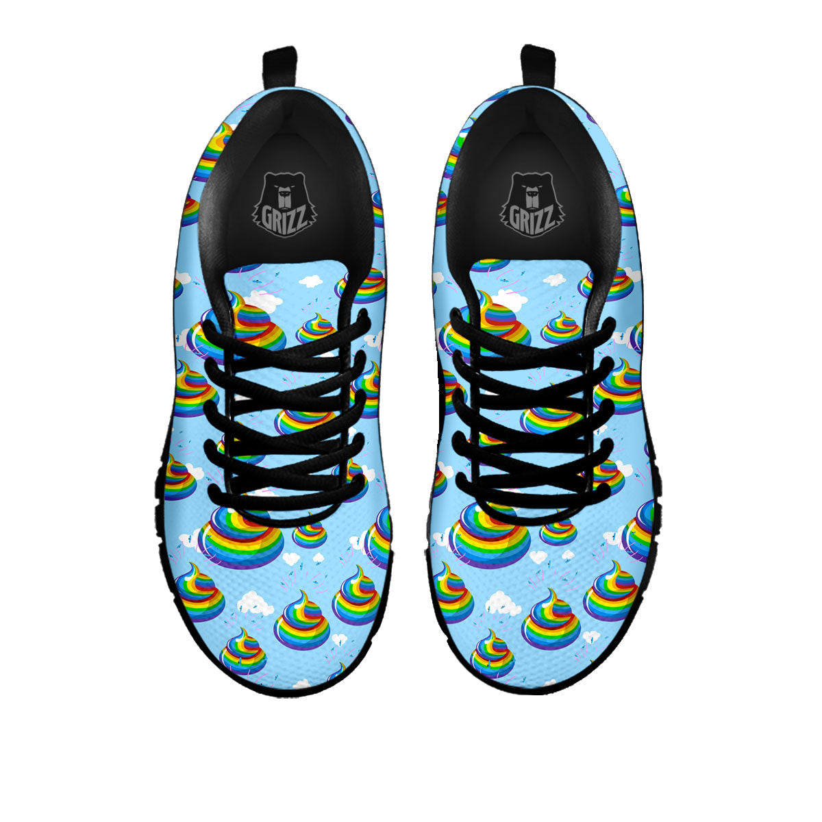 Poop Rainbow Print Pattern Black Sneaker-grizzshop