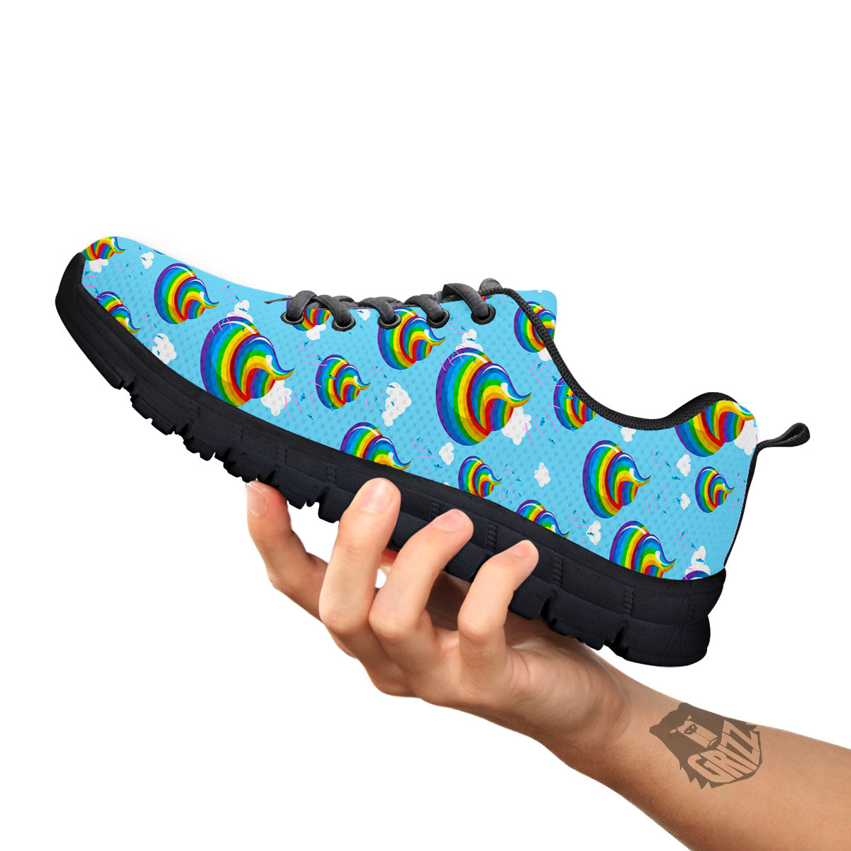 Poop Rainbow Print Pattern Black Sneaker-grizzshop