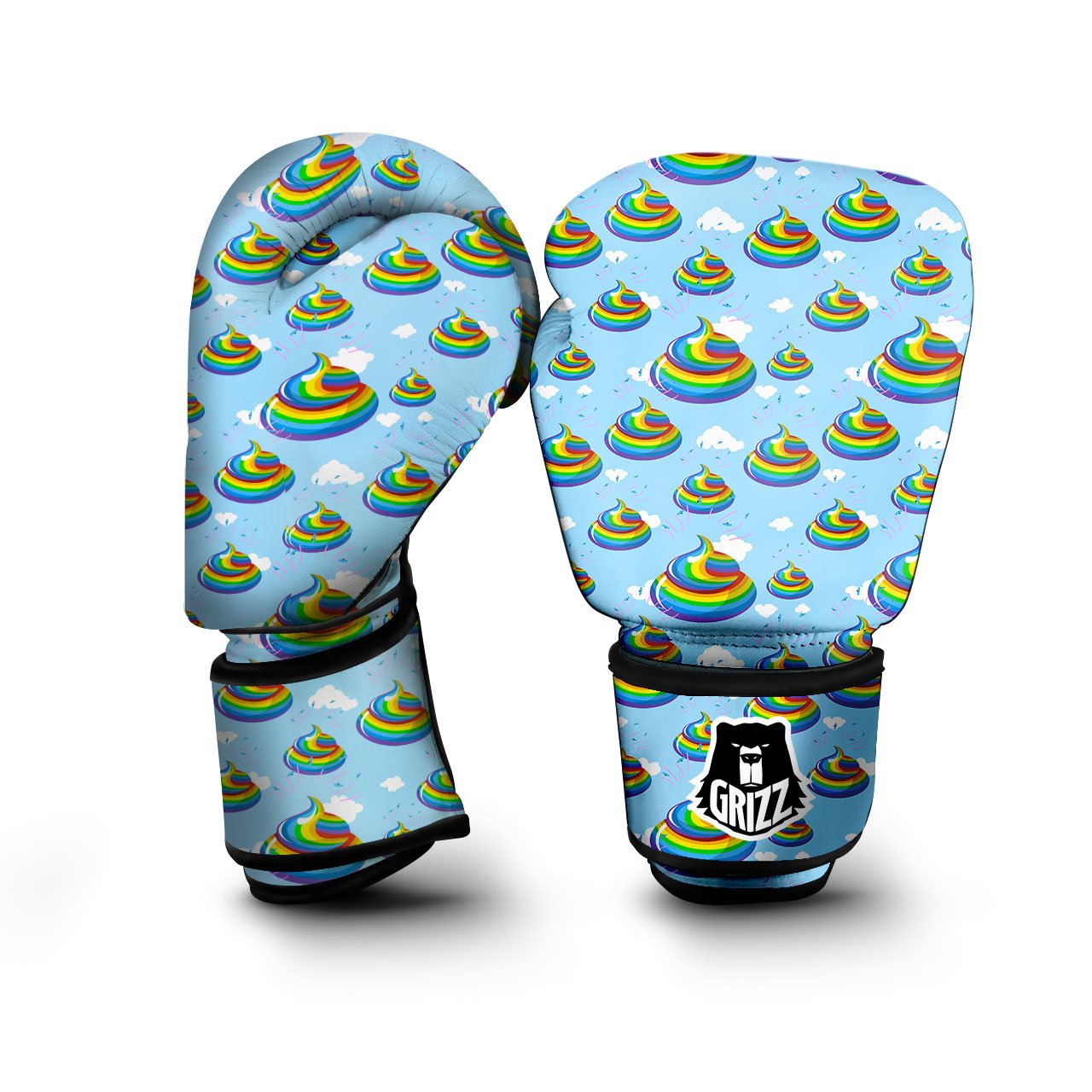 Poop Rainbow Print Pattern Boxing Gloves-grizzshop