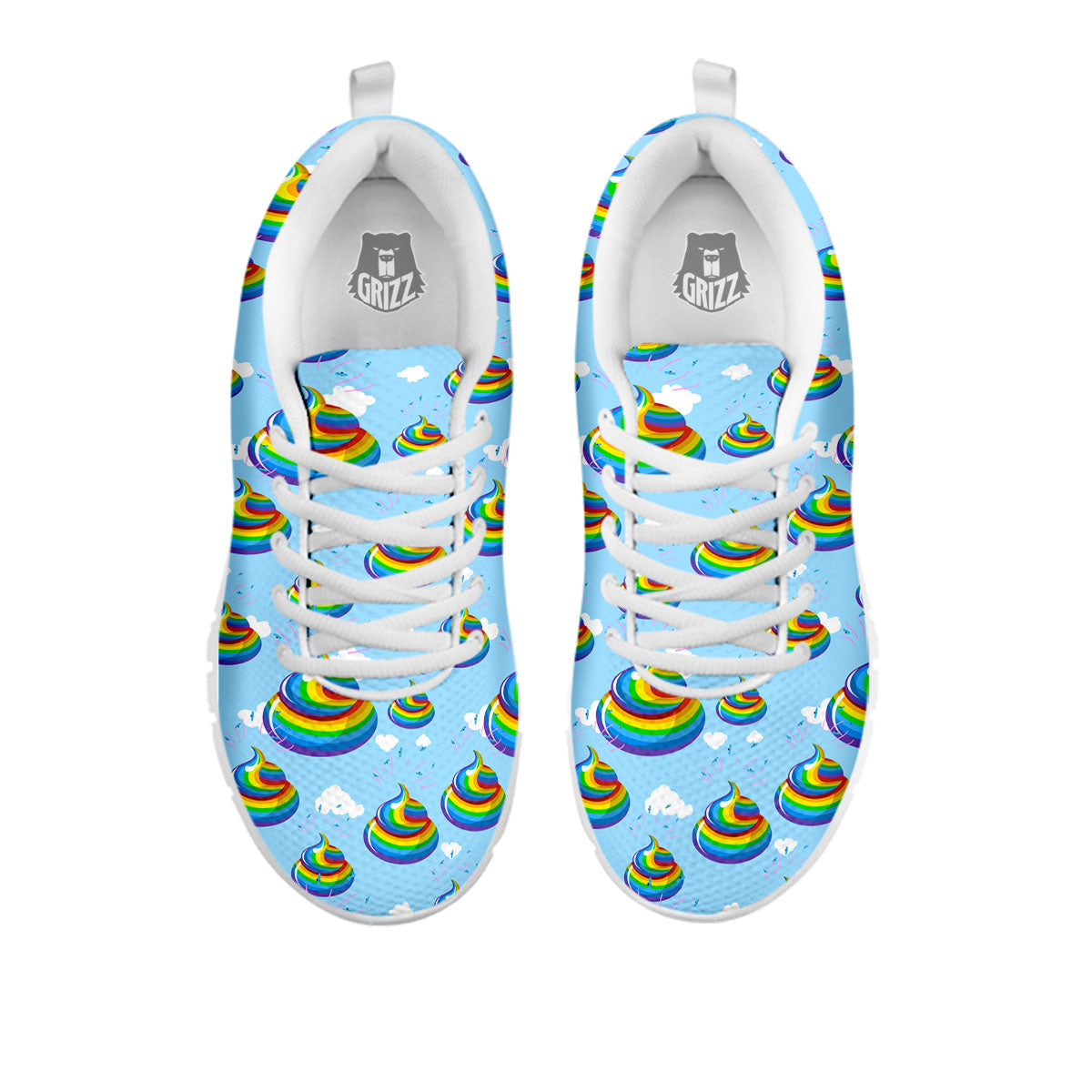 Poop Rainbow Print Pattern White Sneaker-grizzshop