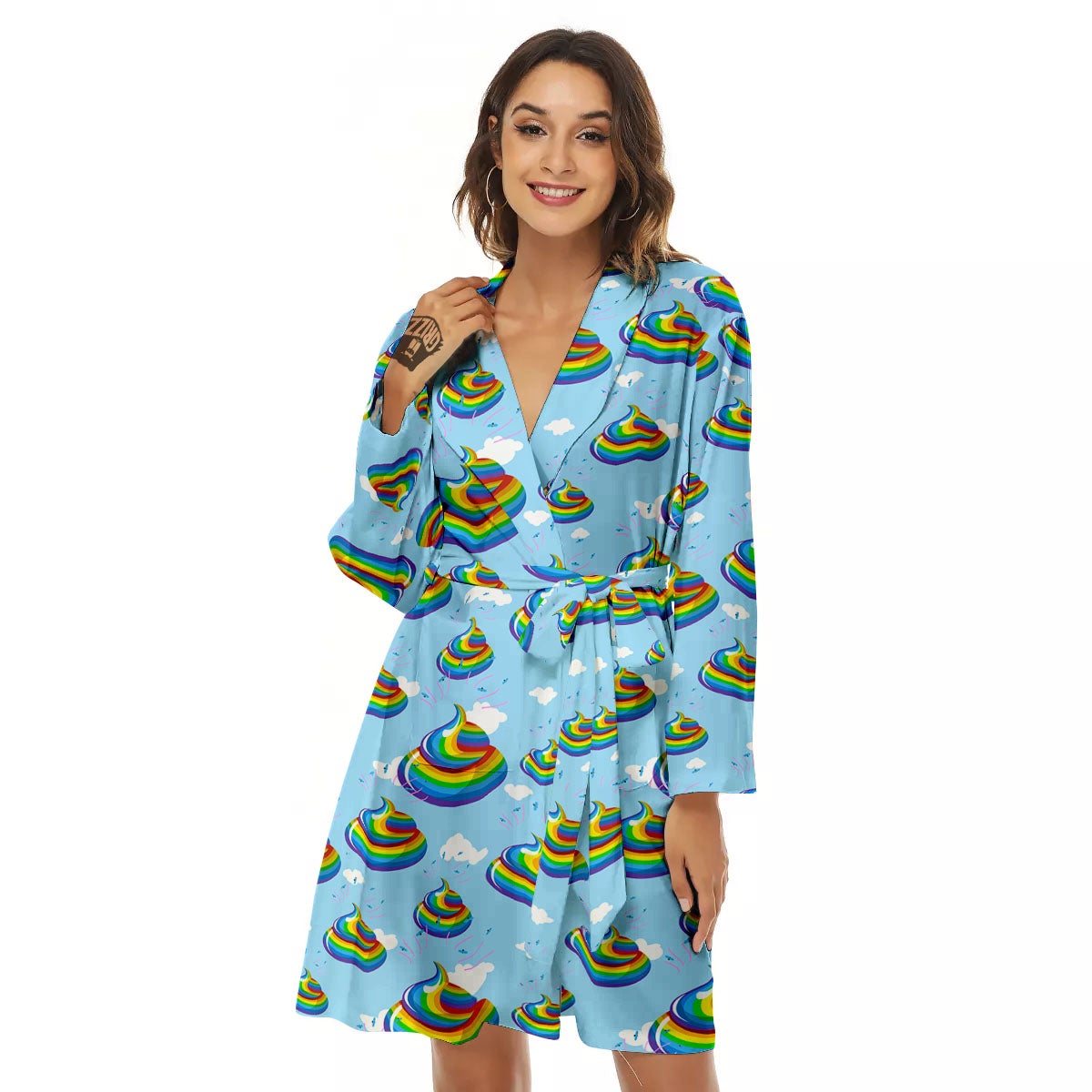 Poop Rainbow Print Pattern Women's Robe-grizzshop