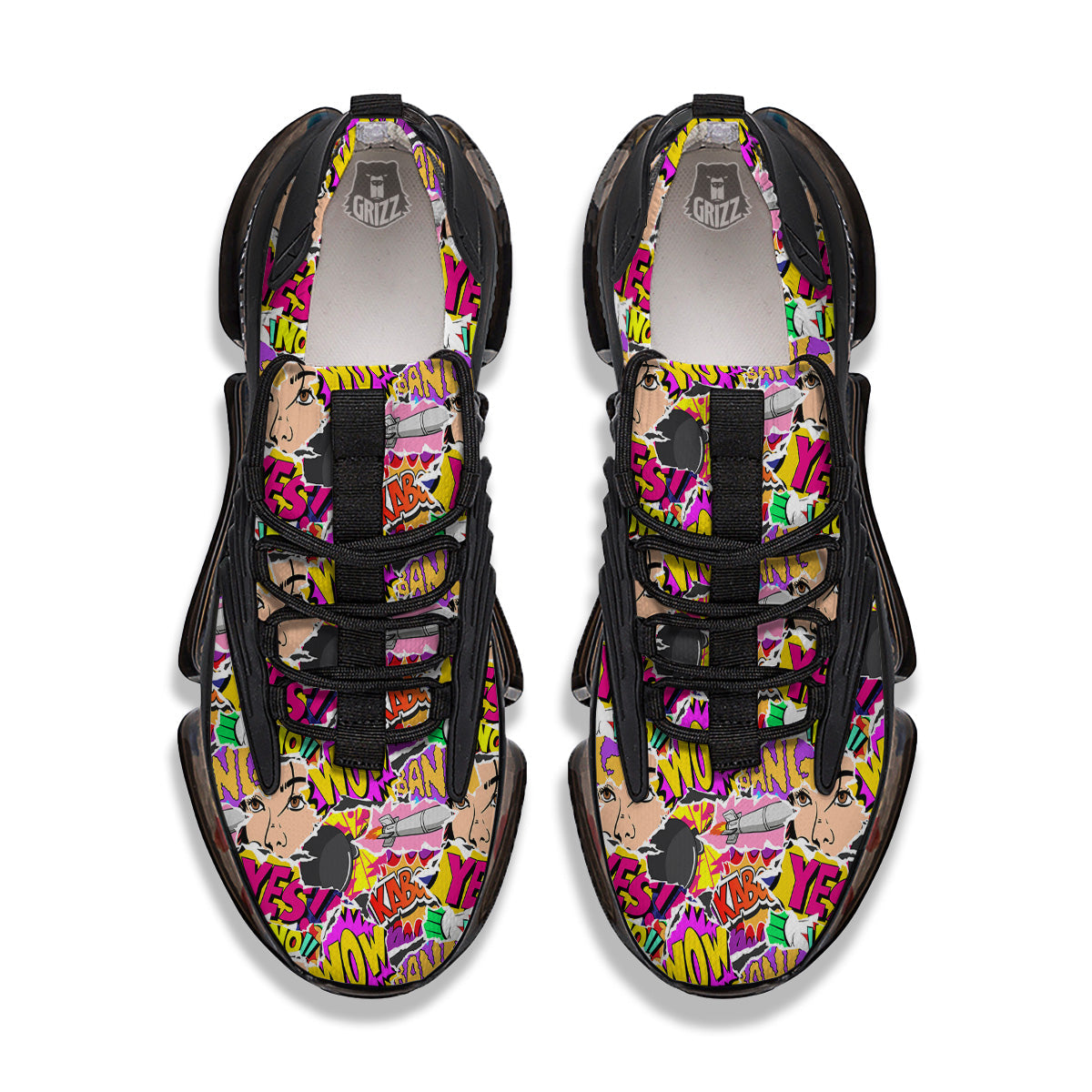 Pop Art Comics Print Pattern Black Gym Shoes-grizzshop