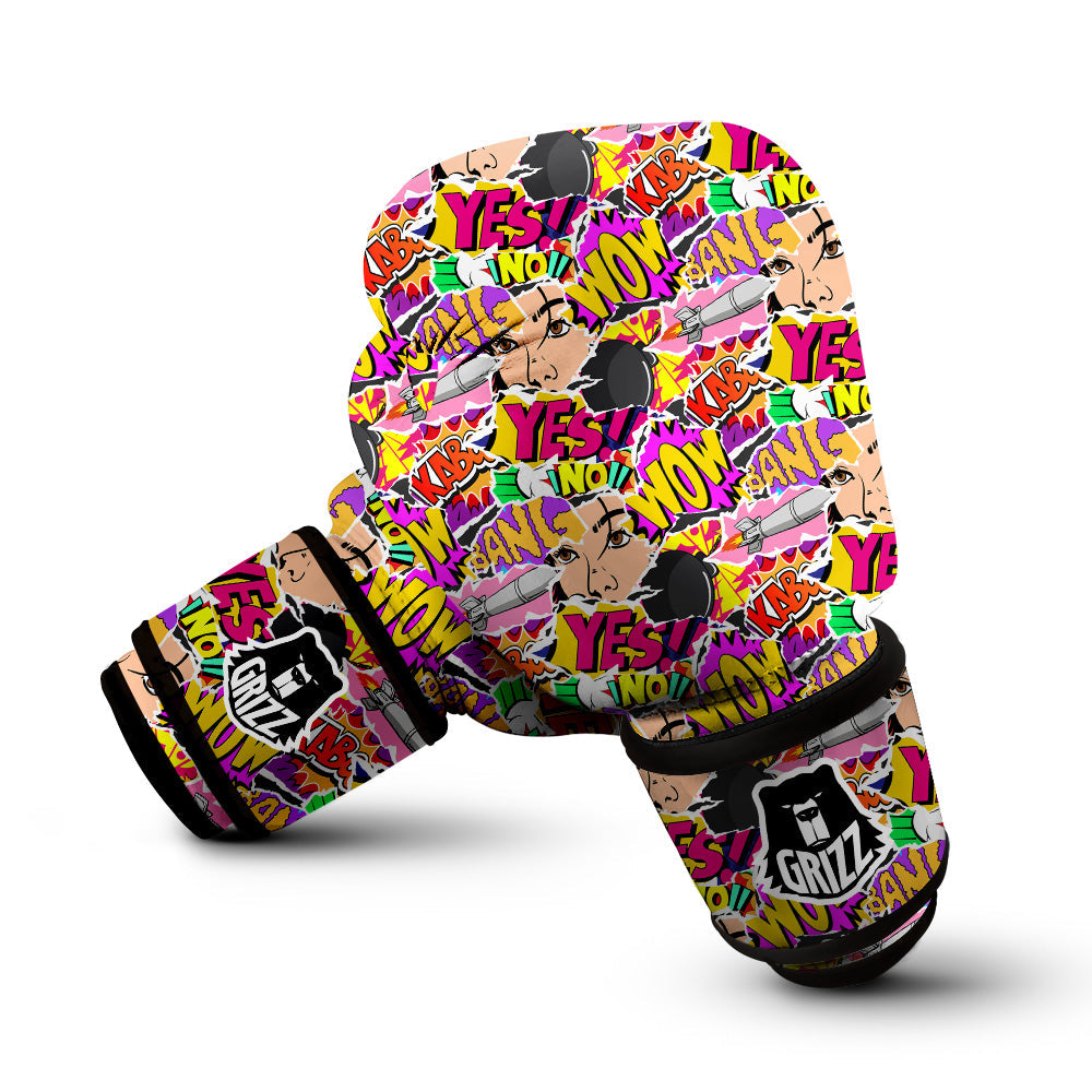 Pop Art Comics Print Pattern Boxing Gloves-grizzshop