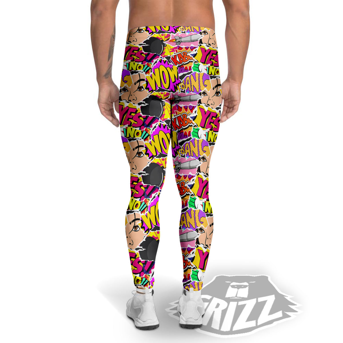 Pop Art Comics Print Pattern Men's Leggings-grizzshop