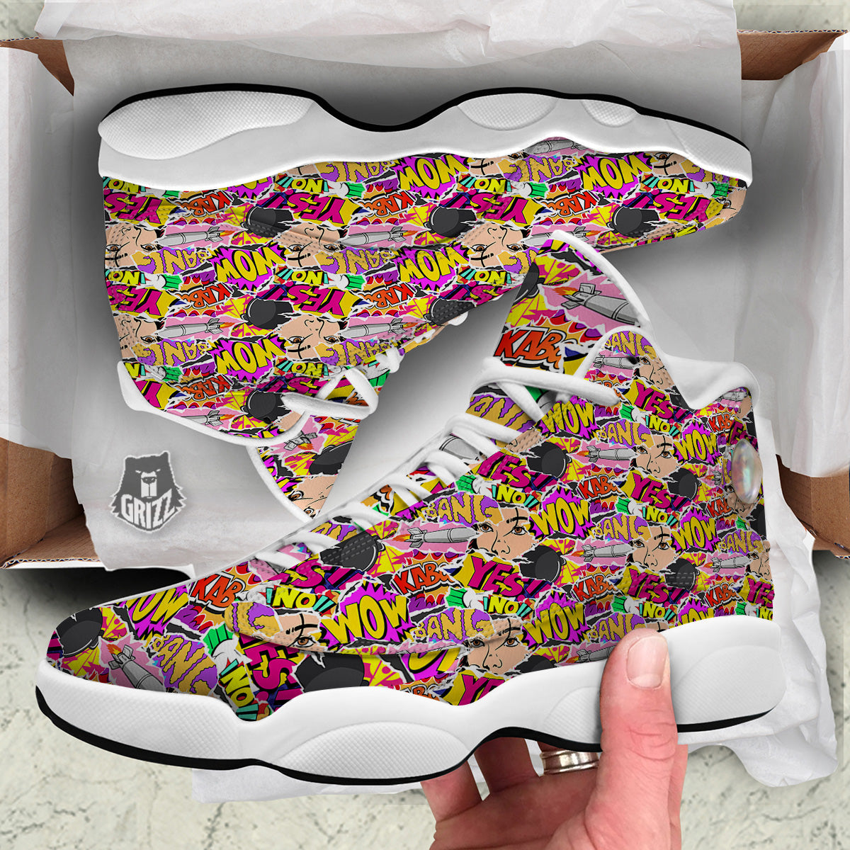 Pop Art Comics Print Pattern White Basketball Shoes-grizzshop
