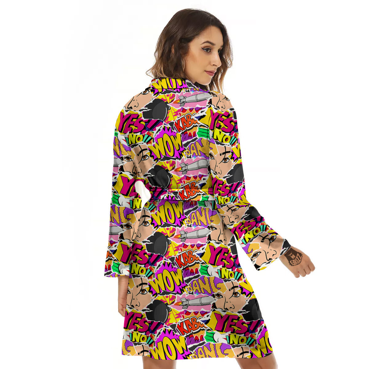 Pop Art Comics Print Pattern Women's Robe-grizzshop