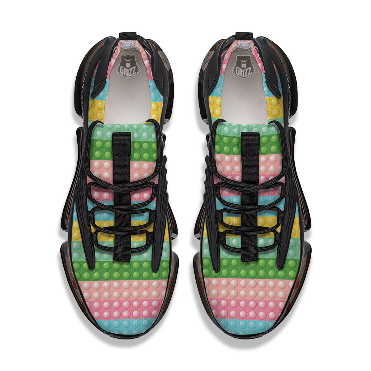 Pop It Pastel Color Print Pattern Black Gym Shoes-grizzshop