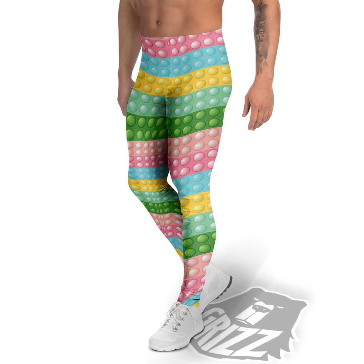 Pop It Pastel Color Print Pattern Men's Leggings-grizzshop