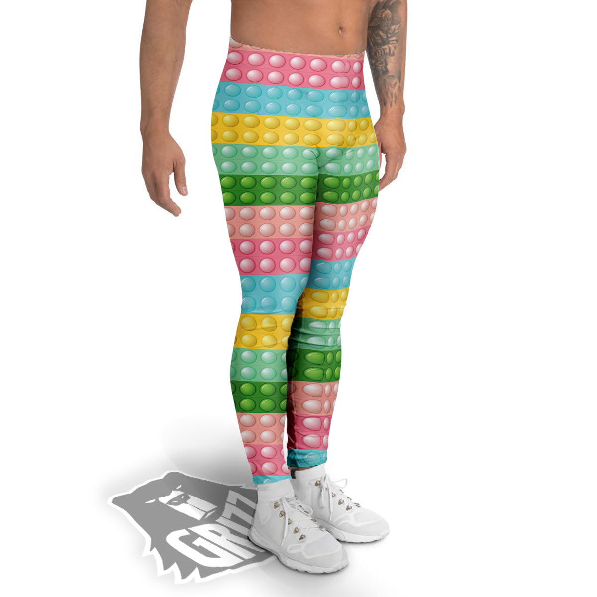 Pop It Pastel Color Print Pattern Men's Leggings-grizzshop