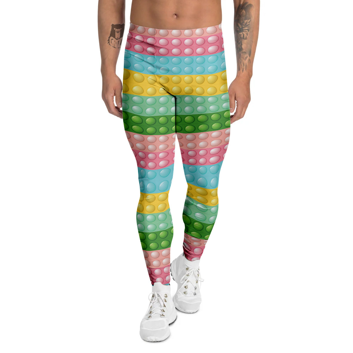 Pop It Pastel Color Print Pattern Men's Leggings-grizzshop