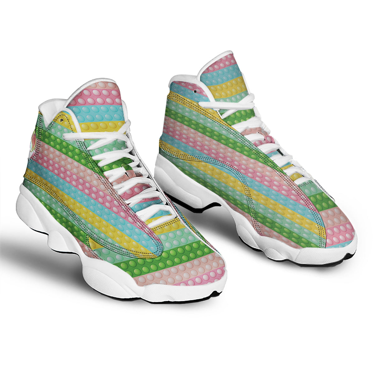 Pop It Pastel Color Print Pattern White Basketball Shoes-grizzshop