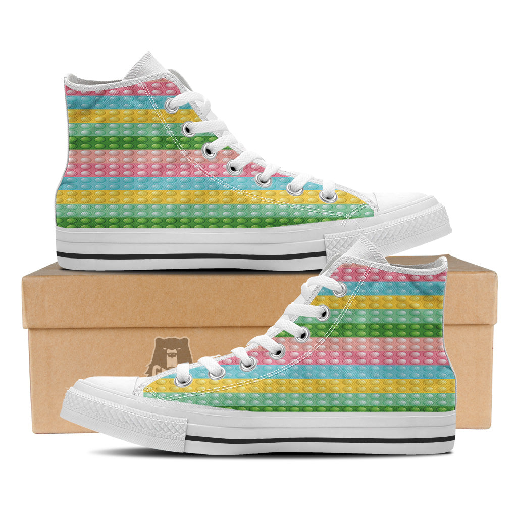 Pop It Pastel Color Print Pattern White High Top Shoes-grizzshop