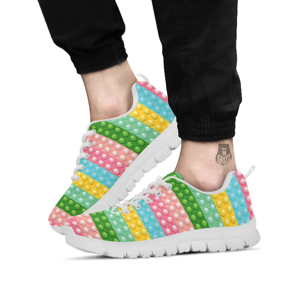 Pop It Pastel Color Print Pattern White Sneaker-grizzshop