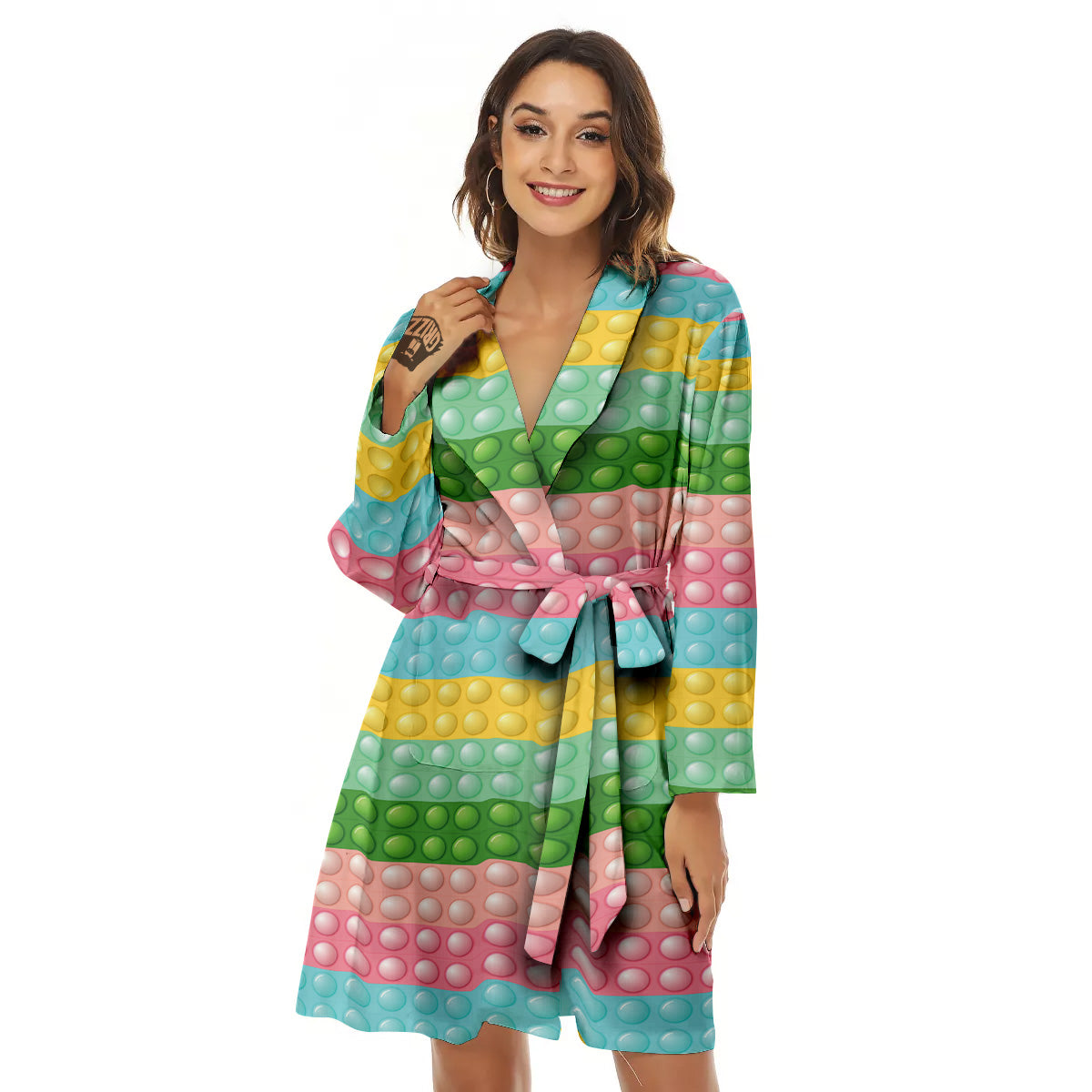 Pop It Pastel Color Print Pattern Women's Robe-grizzshop