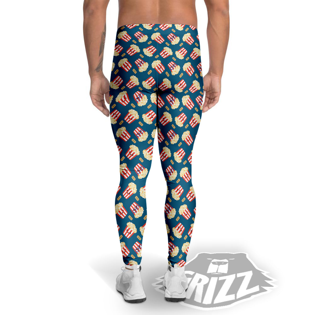 Popcorn Box Cute Print Pattern Men's Leggings-grizzshop