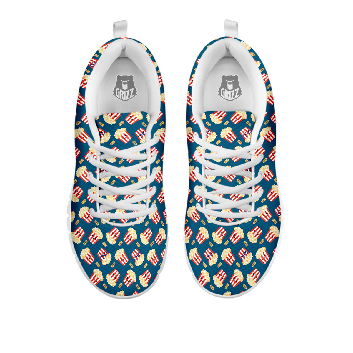 Popcorn Box Cute Print Pattern White Sneaker-grizzshop
