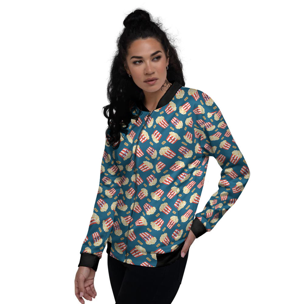 Popcorn Box Cute Print Pattern Women's Bomber Jacket-grizzshop