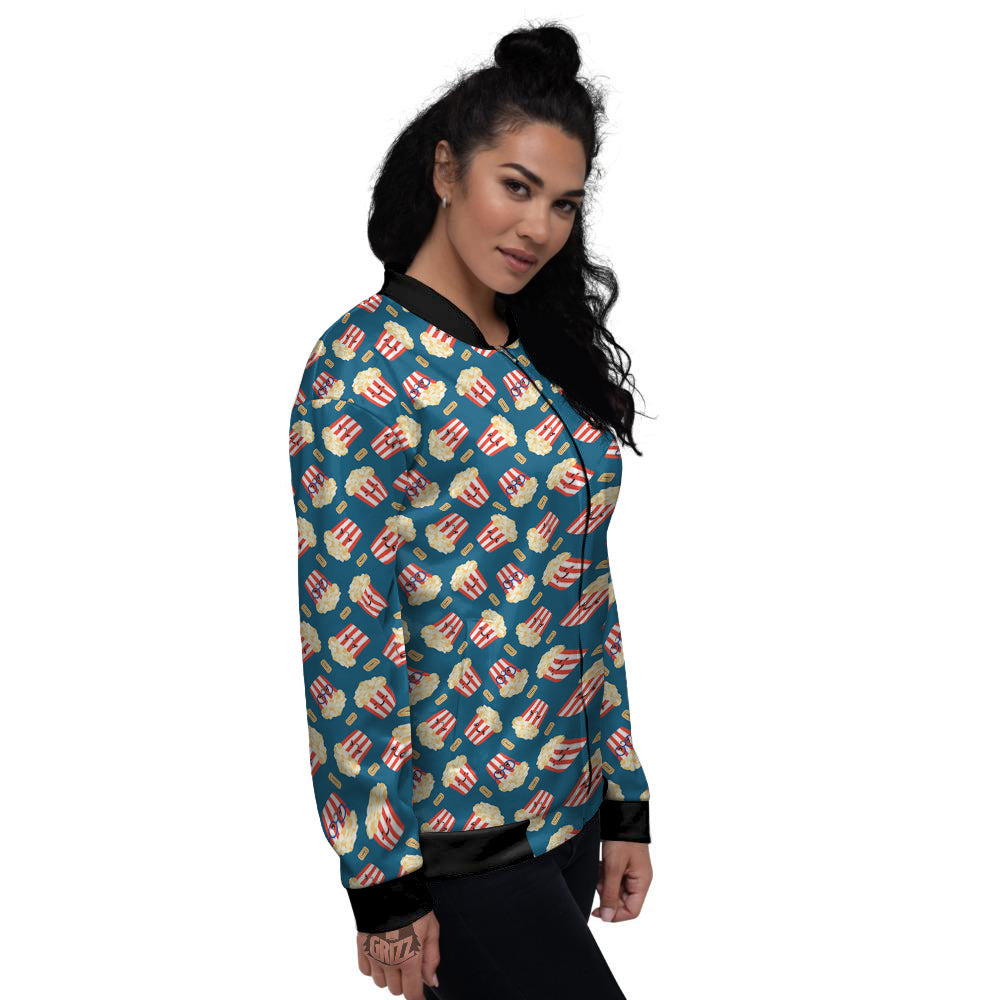 Popcorn Box Cute Print Pattern Women's Bomber Jacket-grizzshop