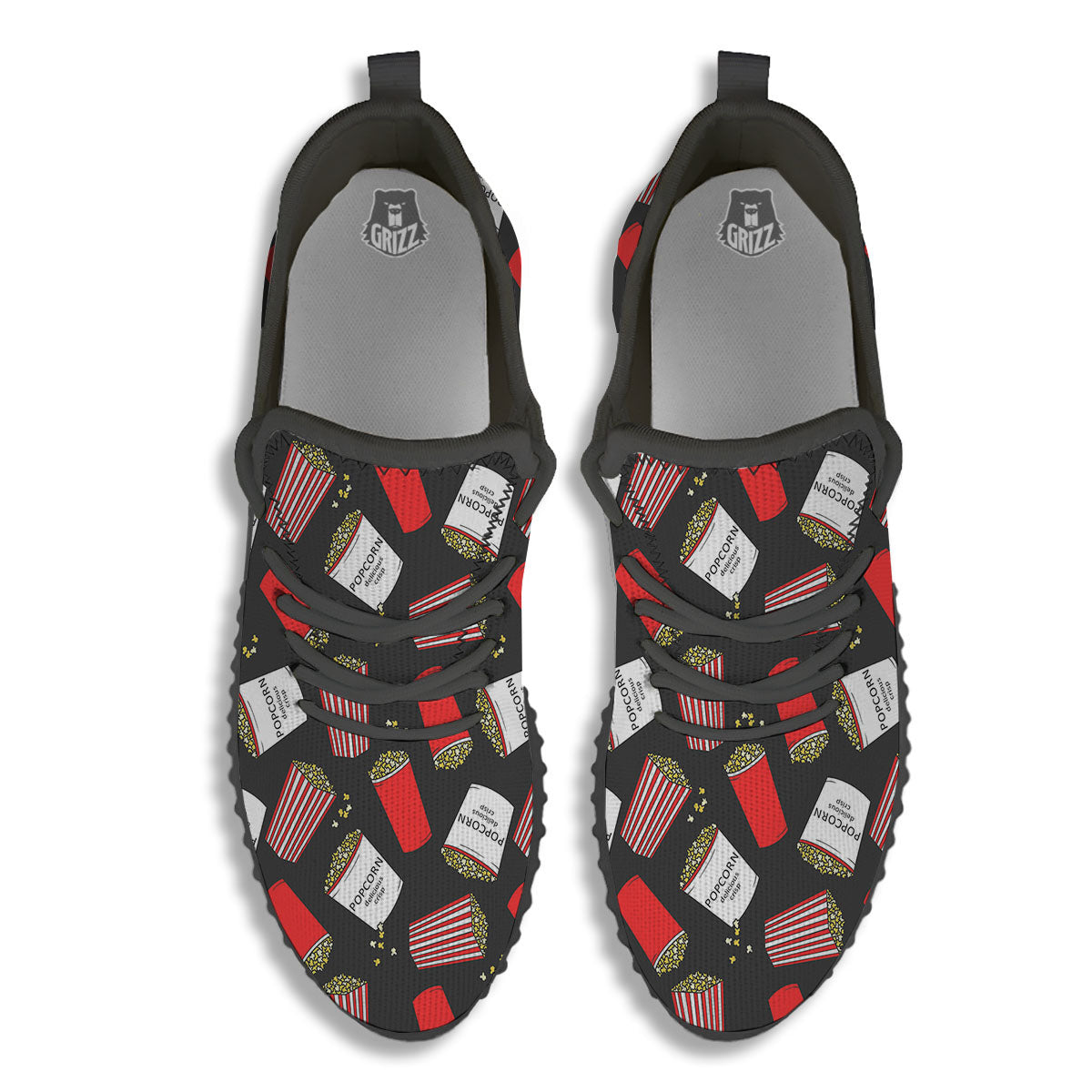 Popcorn Box Print Pattern Black Walking Shoes-grizzshop