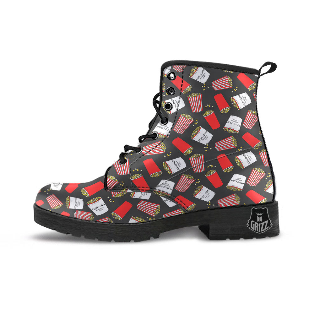 Popcorn Box Print Pattern Leather Boots-grizzshop