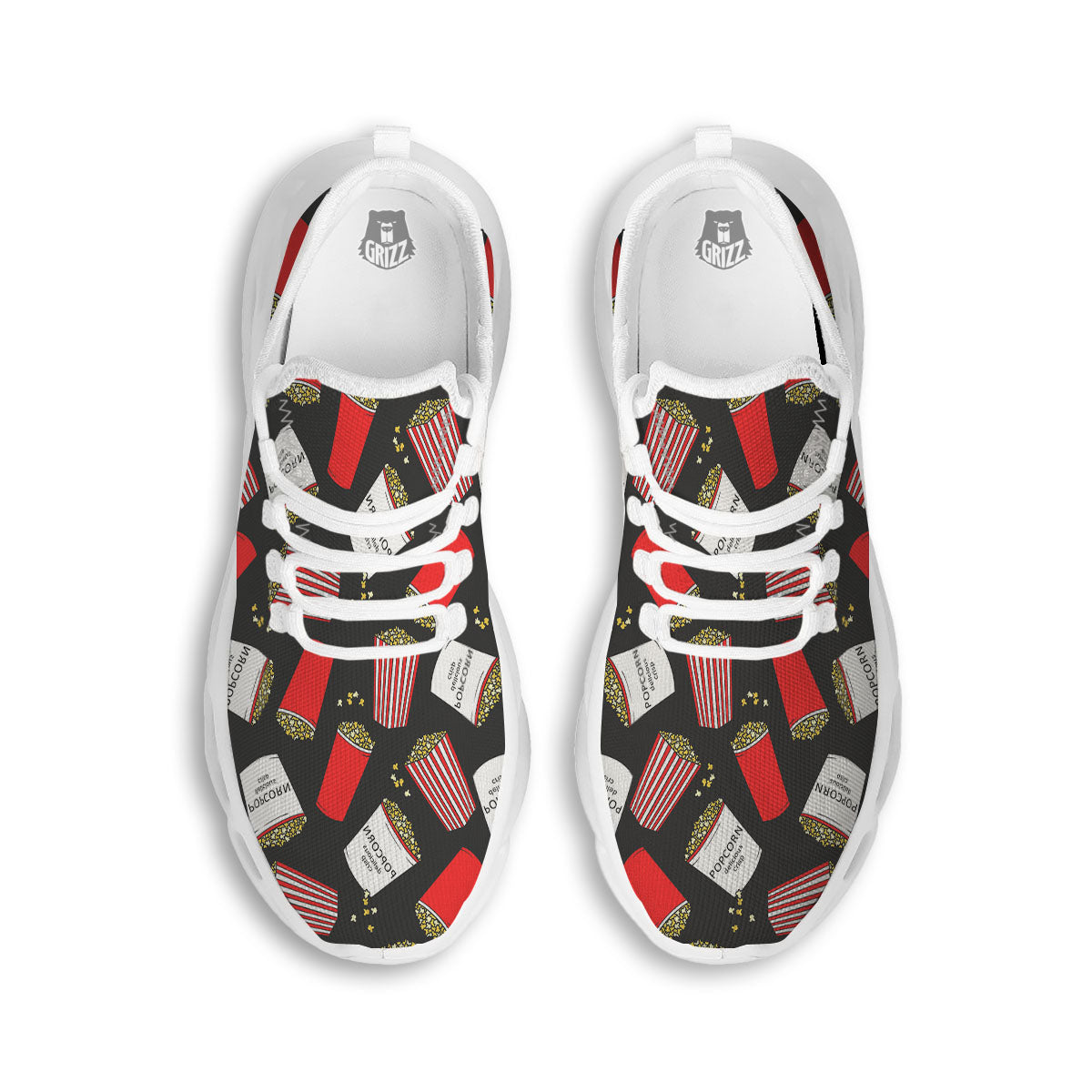 Popcorn Box Print Pattern White Running Shoes-grizzshop