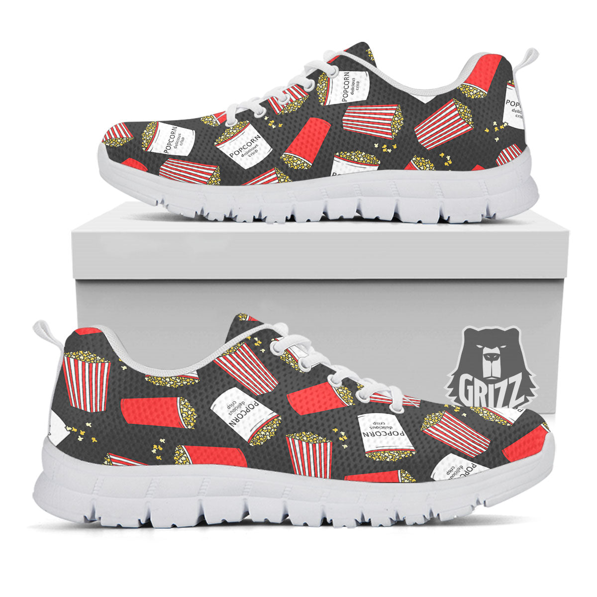 Popcorn Box Print Pattern White Sneaker-grizzshop