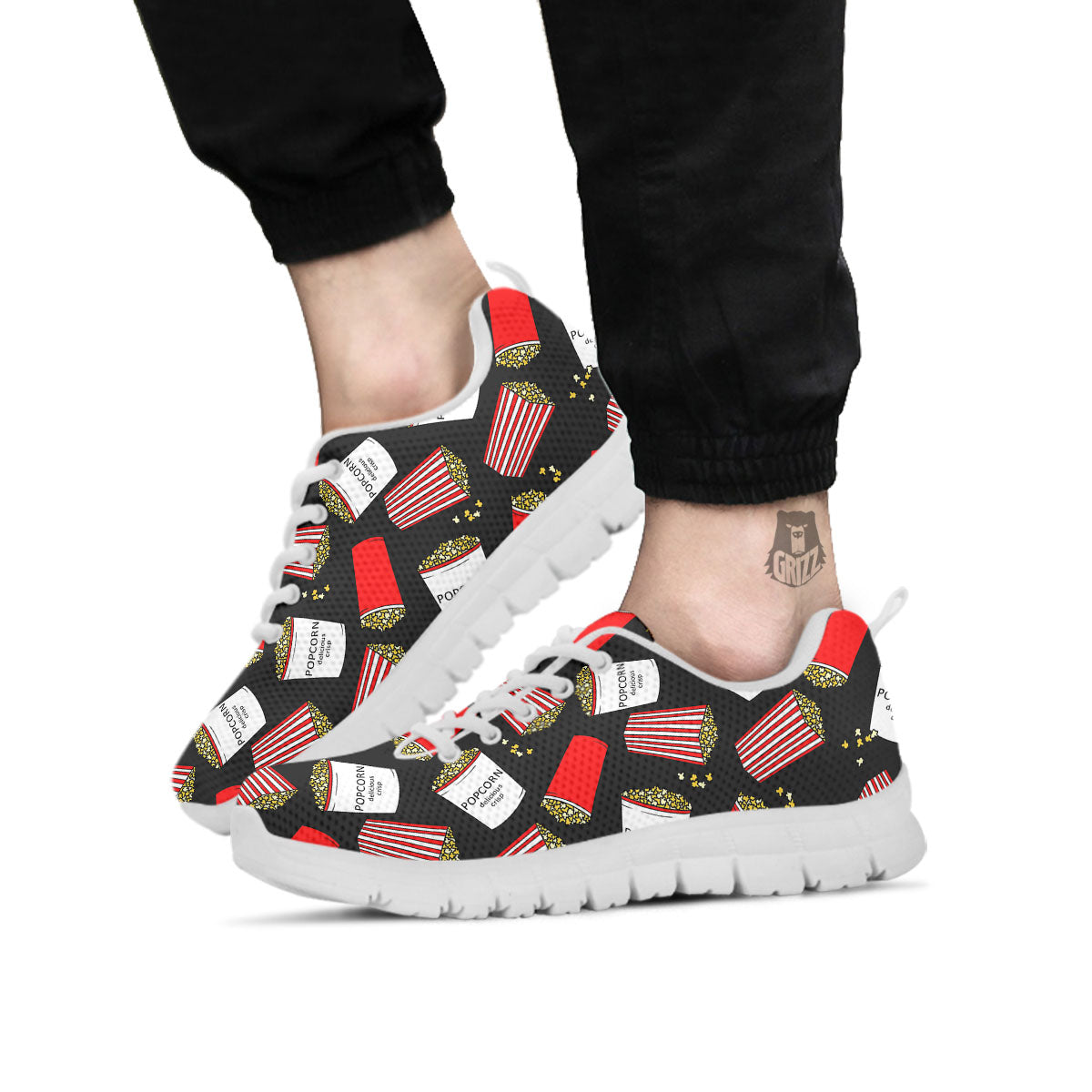 Popcorn Box Print Pattern White Sneaker-grizzshop