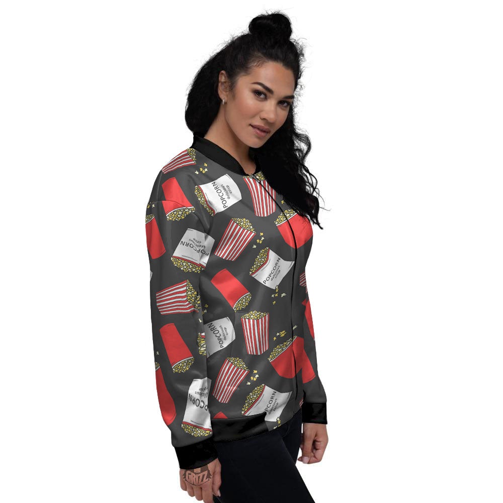 Popcorn Box Print Pattern Women's Bomber Jacket-grizzshop