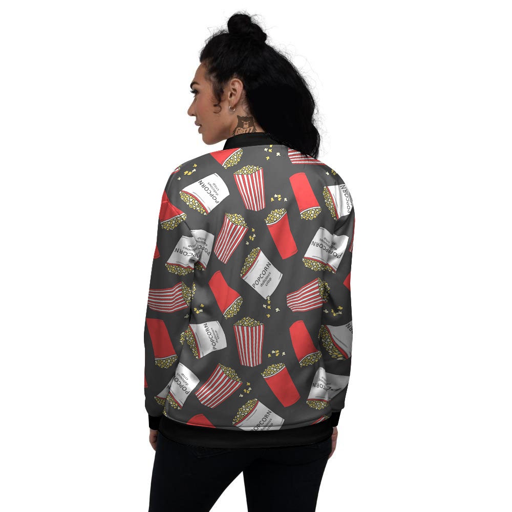 Popcorn Box Print Pattern Women's Bomber Jacket-grizzshop