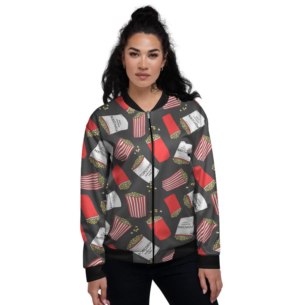Popcorn Box Print Pattern Women's Bomber Jacket-grizzshop
