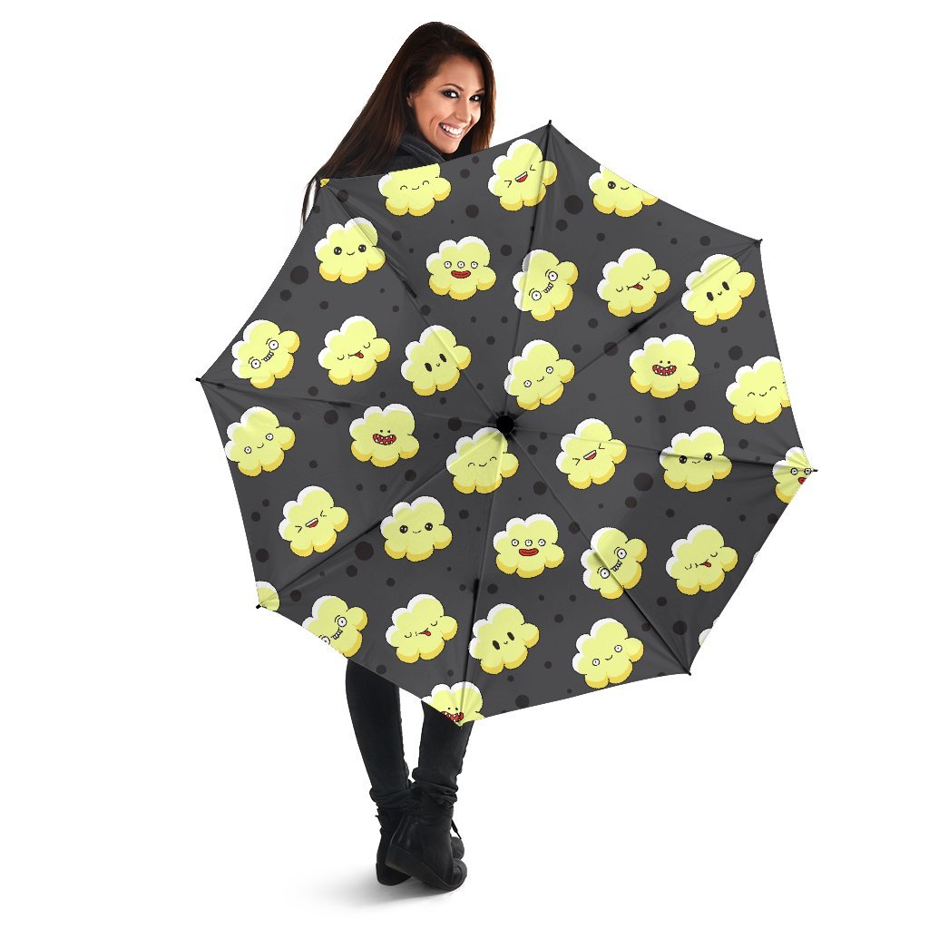 Popcorn Cartoon Pattern Print Automatic Foldable Umbrella-grizzshop