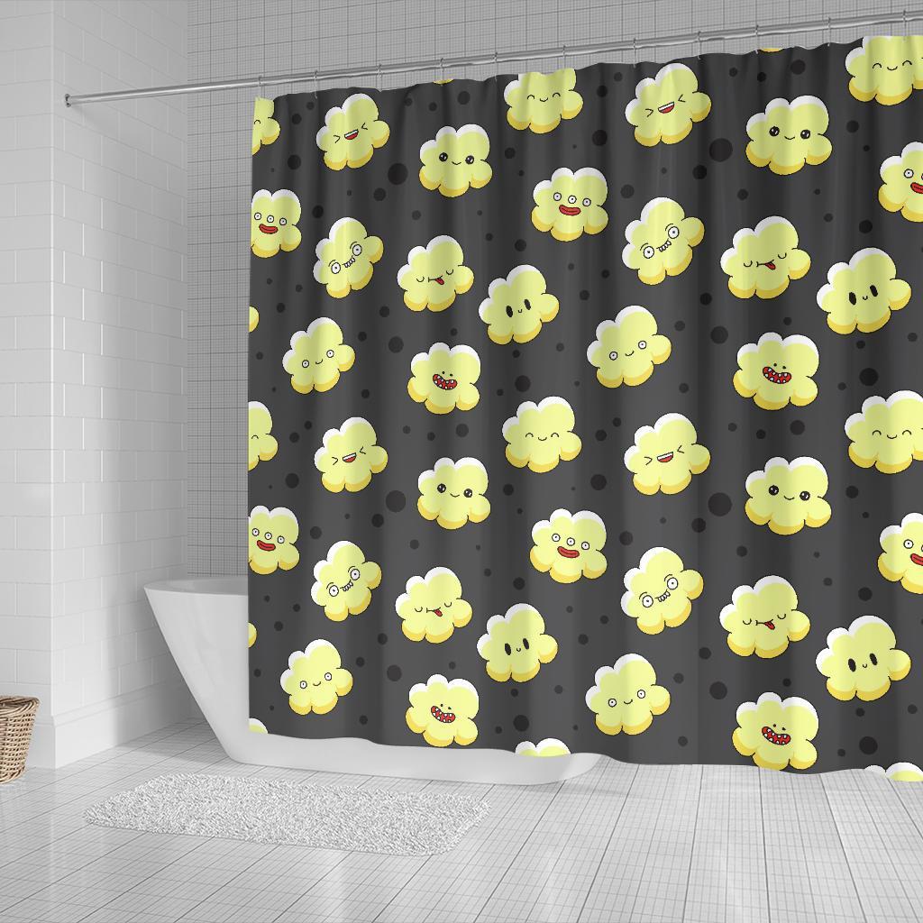 Popcorn Cartoon Pattern Print Bathroom Shower Curtain-grizzshop