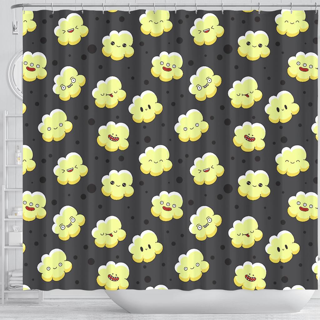 Popcorn Cartoon Pattern Print Bathroom Shower Curtain-grizzshop