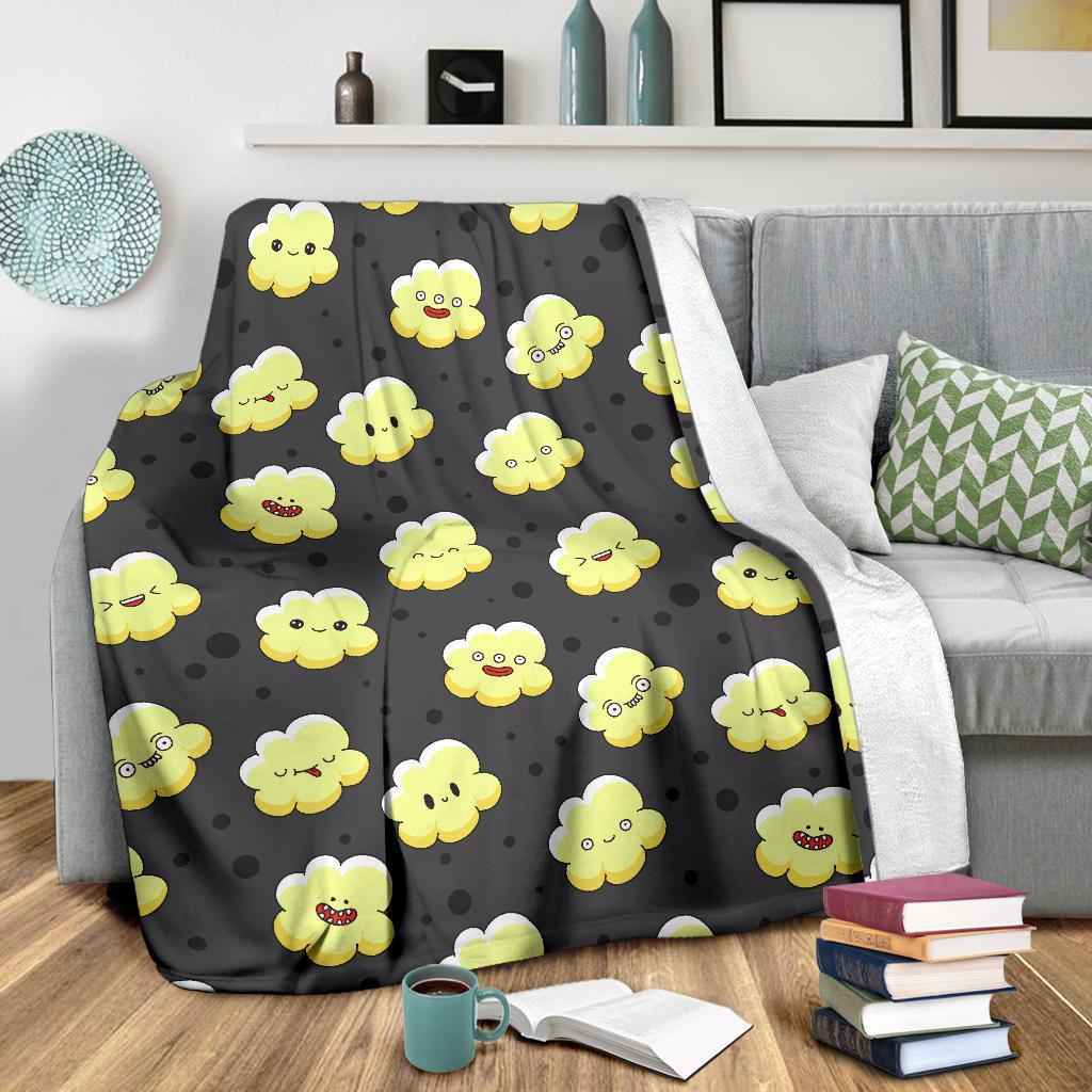 Popcorn Cartoon Pattern Print Blanket-grizzshop